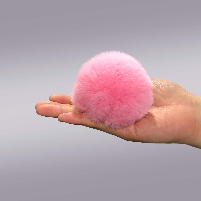 Cityelf Cute Faux Rabbit Fur Ball Pom Pom Keychain Car Key Ring Handbag Tote Bag Pendant Purse Charm (Pink) - Image 3